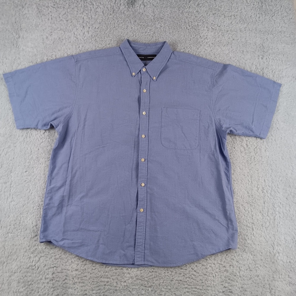 Boston Common Mens 2XL Blue Short Sleeve Button Down Cotton Shirt 06749